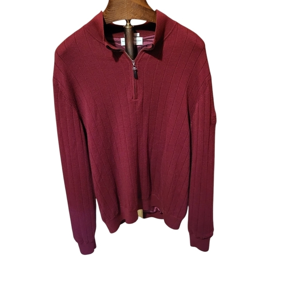 Fairway & Greene PGA Italian Wool Burgundy Quarter Zip Lined Sweater Size XXL